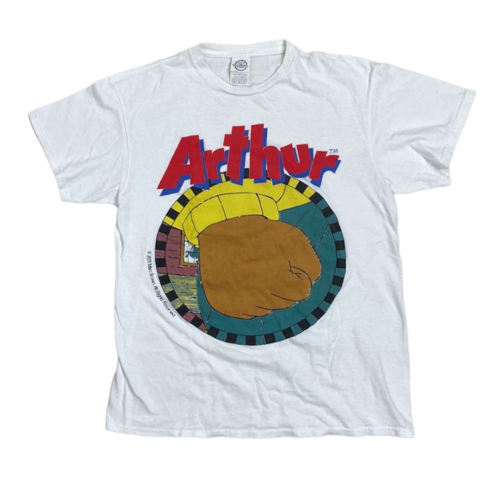Arthur 2001 white TV show fist meme shirt size M